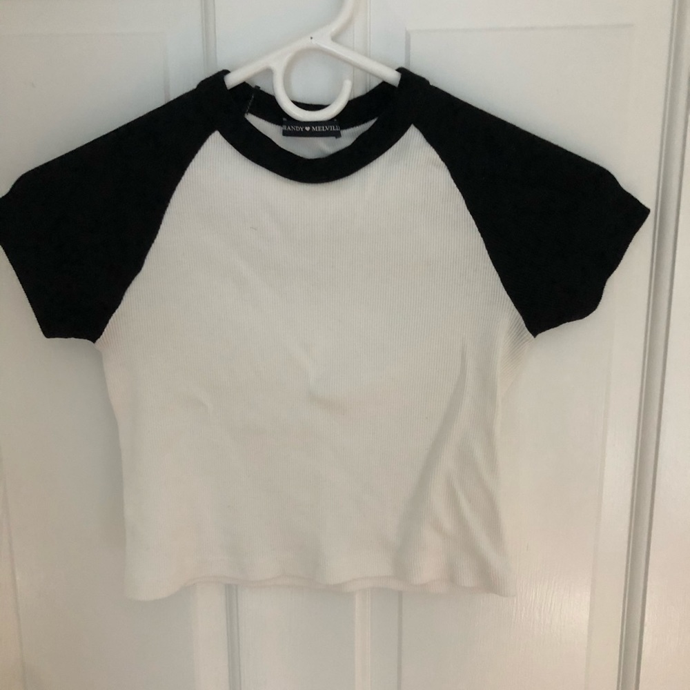 Brandy Melville cropped black and white t-shirt